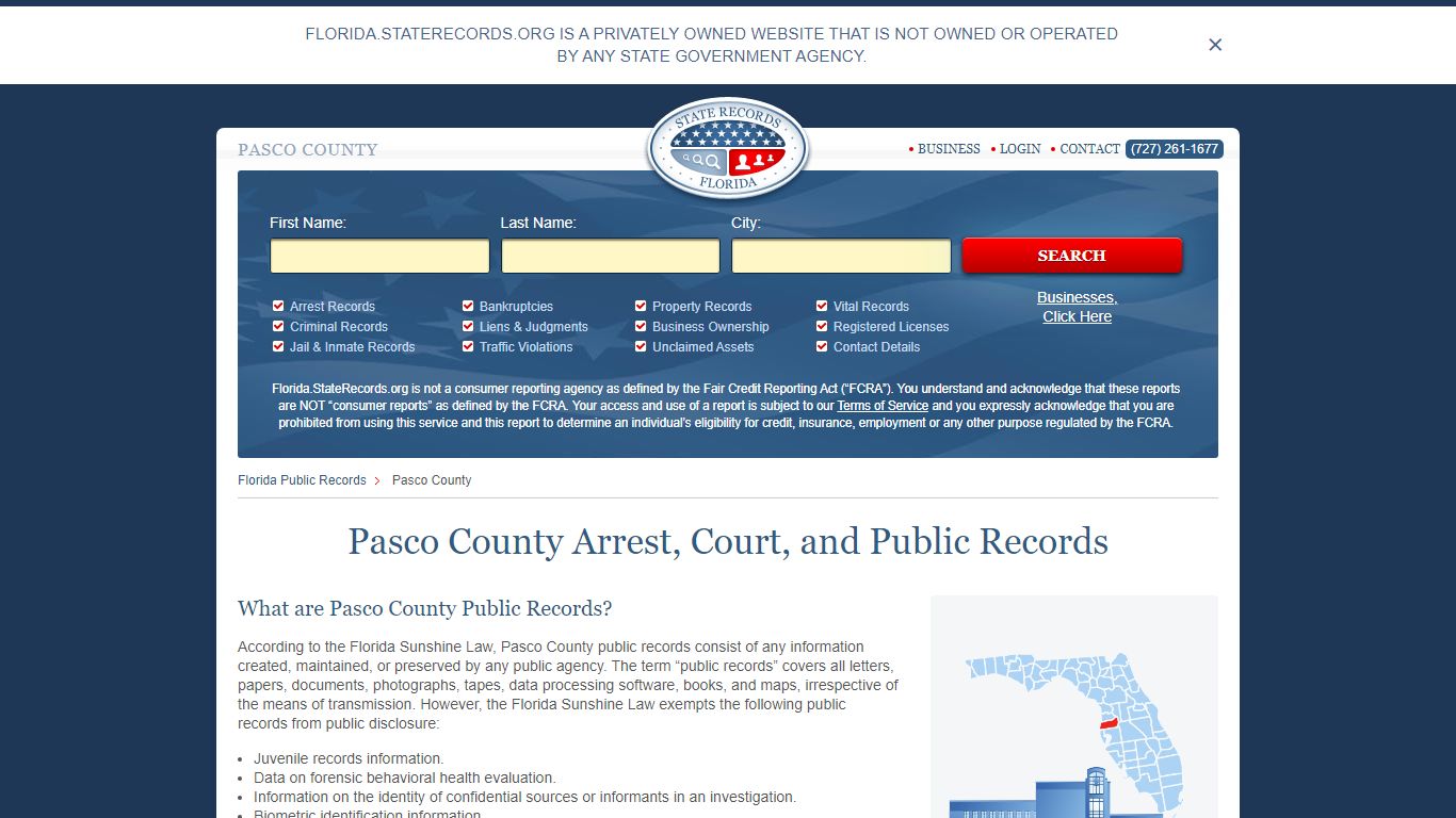 Pasco County Arrest, Court, and Public Records